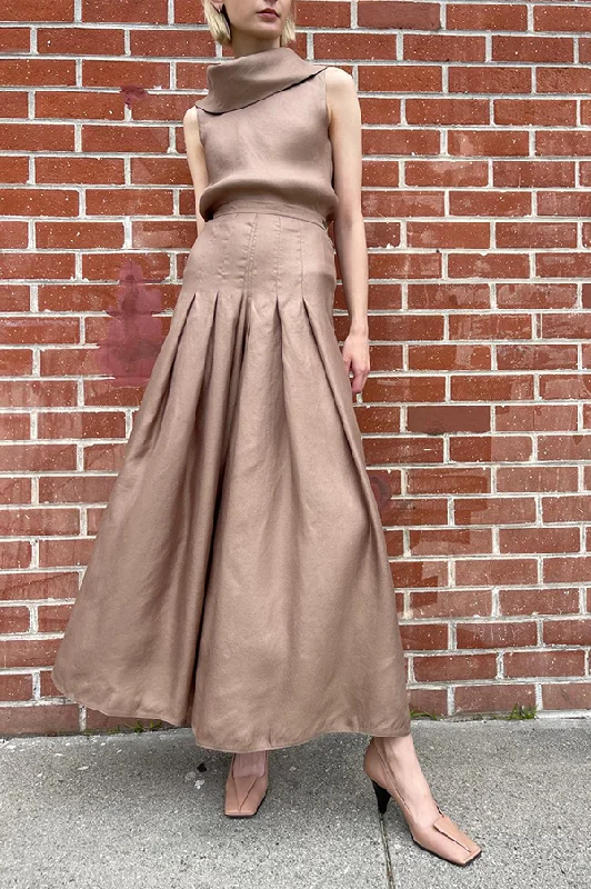 Pleated Wide Leg Pants in Nomad