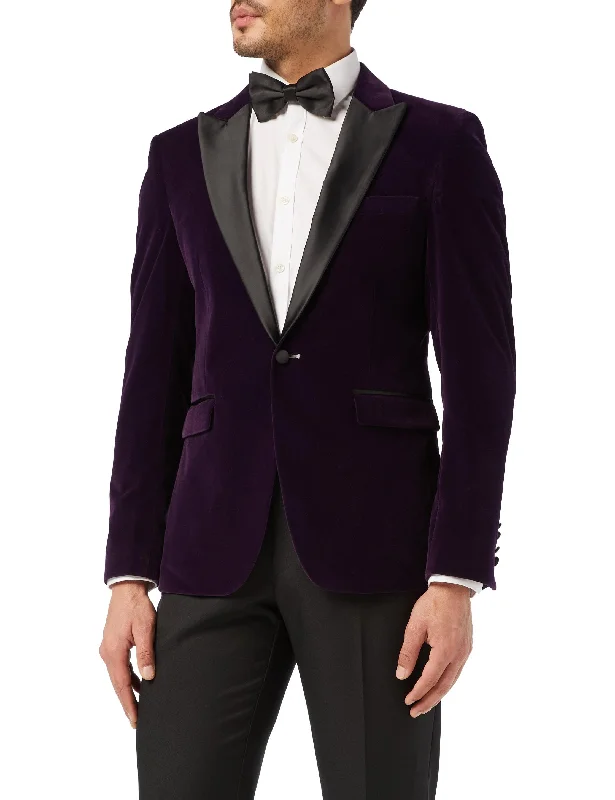 DINNER RICKY - Purple Soft Velvet Tuxedo Jacket