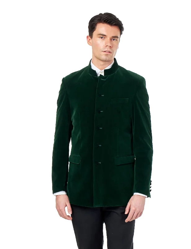 HARSHIL – GREEN VELVET SMOKING JACKET NEHRU COLLAR