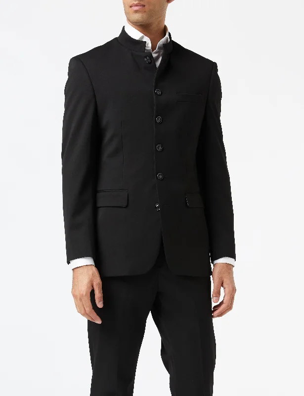 CHINESE GRANDAD COLLAR BLACK NEHRU JACKET