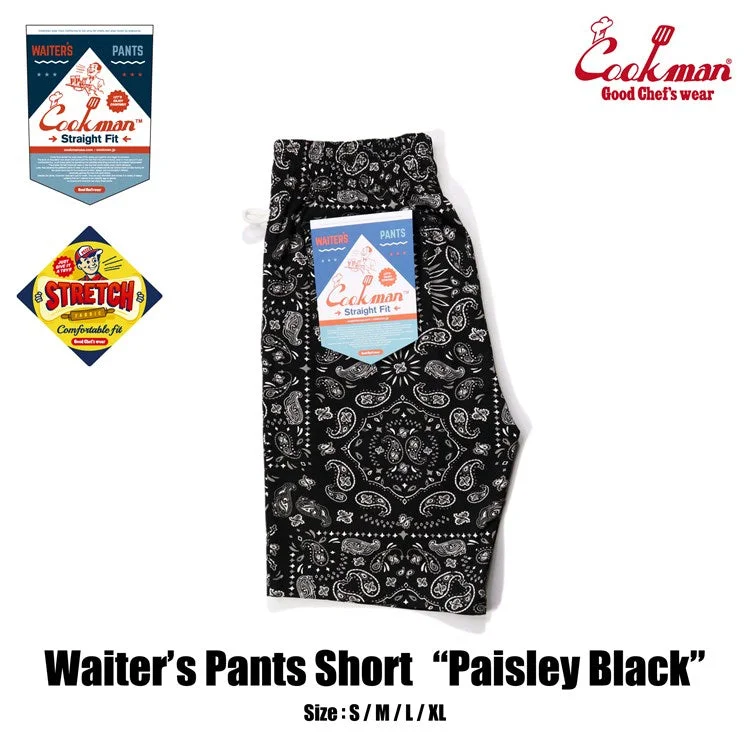 Cookman Waiter's Short Pants (stretch) - Paisley : Black