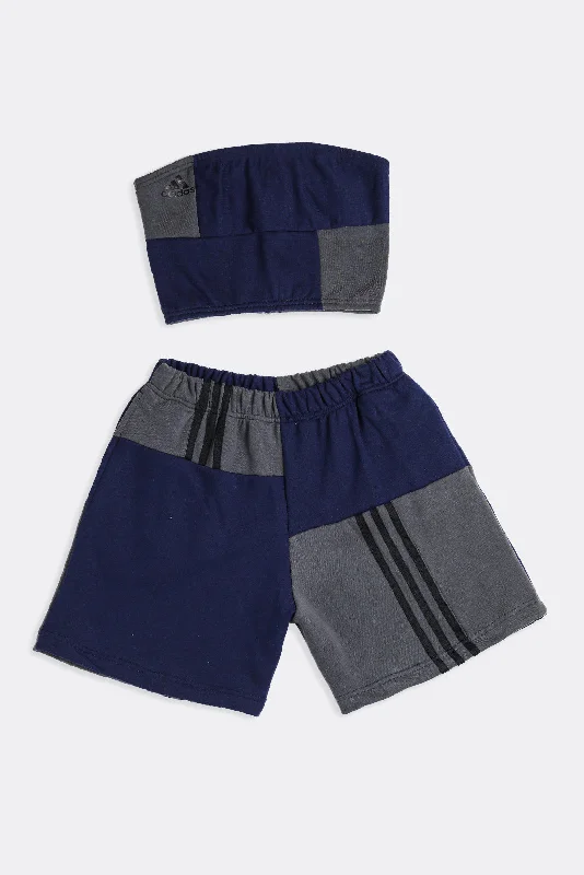 Rework Adidas Patchwork Sweatshorts Set - S