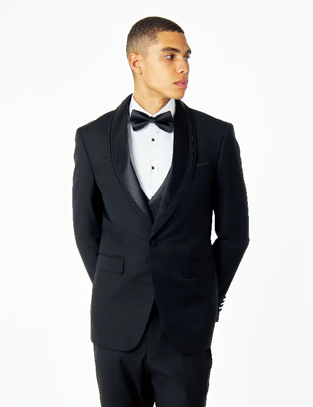 GREG – BLACK TAILORED TUXEDO WEDDING JACKET