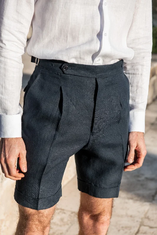 Navy linen shorts - Made in Italy