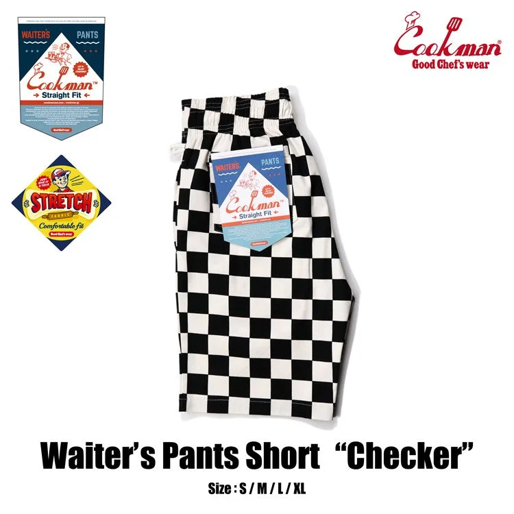 Cookman Waiter's Short Pants (stretch) - Checker : Black