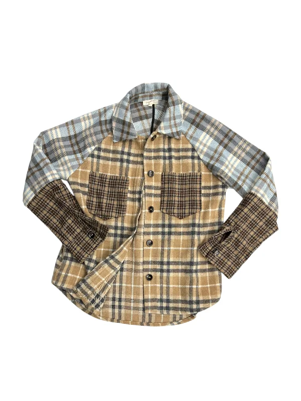 Jacket Shirt By Mystree In Plaid Pattern, Size: S