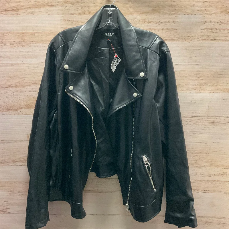 Jacket Leather By Torrid In Black, Size: 4