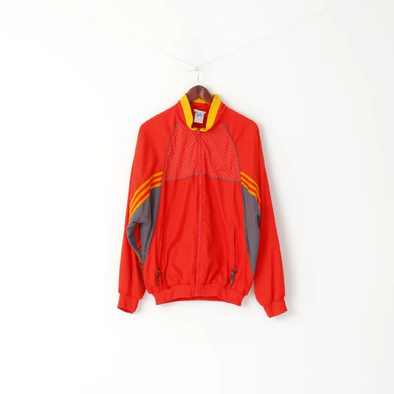 Adidas Men M Jacket Red Embroided Bomber Activewear Full Zipper Top