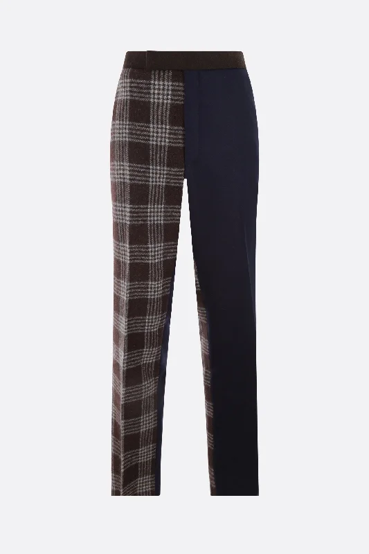 check wool straight-leg pants