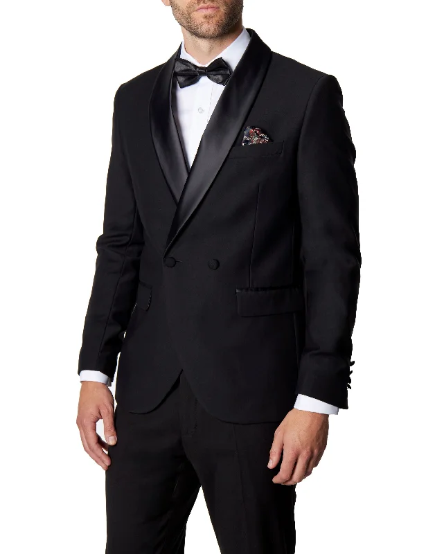 HARIS – BLACK DOUBLE BREASTED TUXEDO JACKET