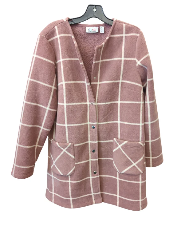 Jacket Fleece By Denim And Company In Pink & Yellow, Size: M