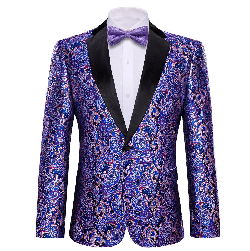 Men's Dress Party Hyacinth Floral Suit Jacket Slim One Button Stylish Blazer XX-0017