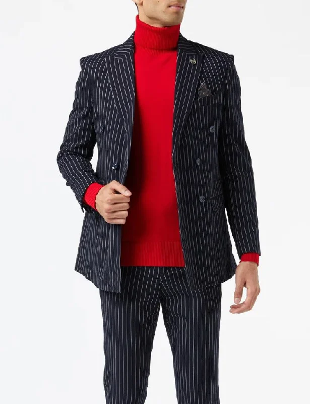 ALFRED – NAVY DOUBLE BREASTED PINSTRIPE BLAZER