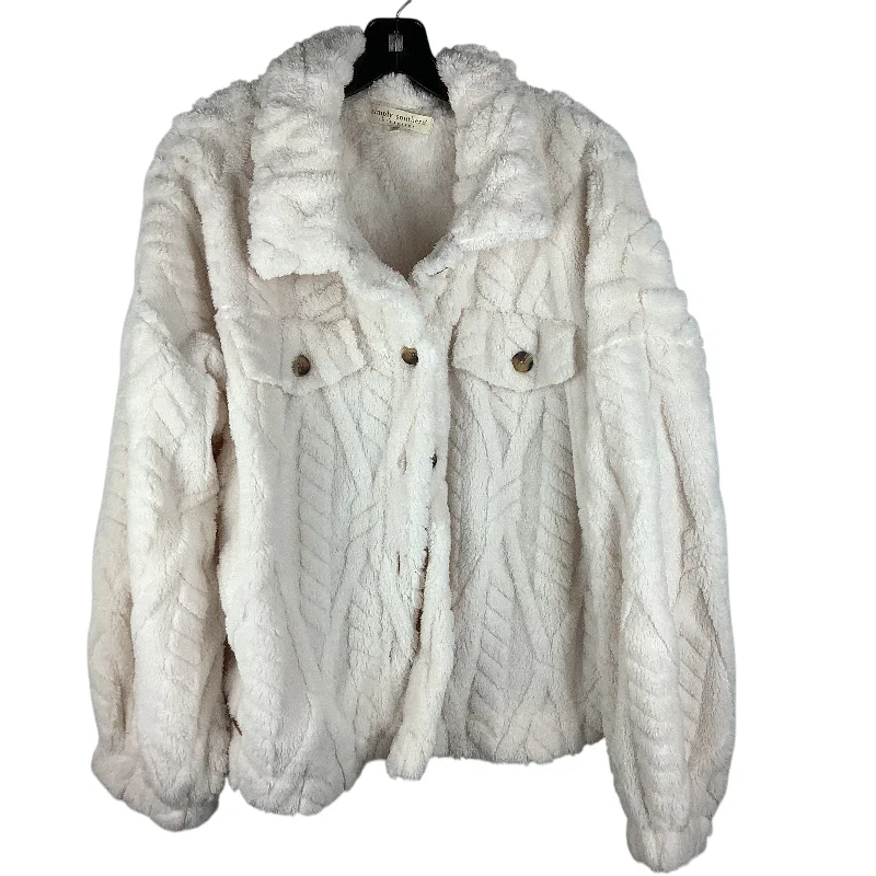 Jacket Faux Fur & Sherpa By Simply Southern In Cream, Size: Xxl