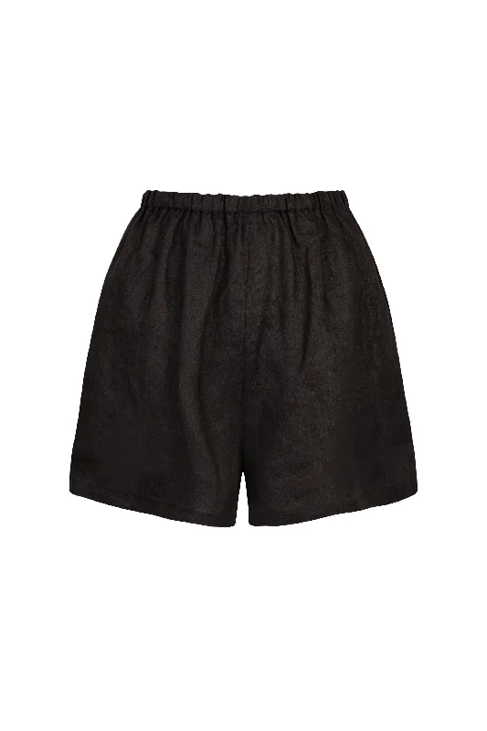 'Hacienda' Linen Shorts - Black