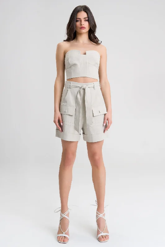 Ruby Cream Structured linen shorts