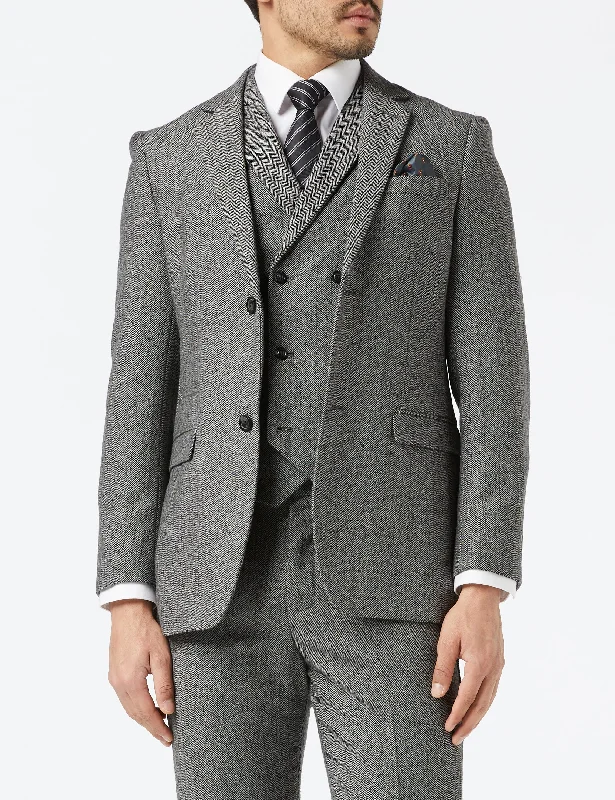 JAX - GREY HERRINGBONE TWEED JACKET