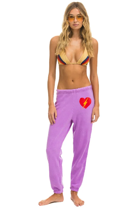 BOLT HEART SWEATPANTS - NEON PURPLE