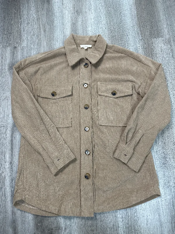 Jacket Shirt By Ee Some In Brown, Size: S