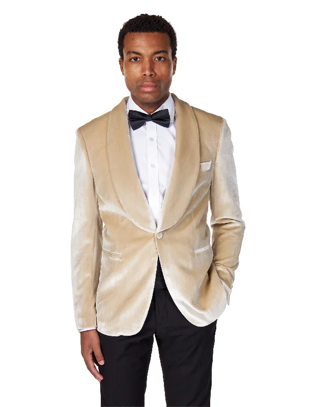 SHAWL COLLAR VELVET TUXEDO – CREAM