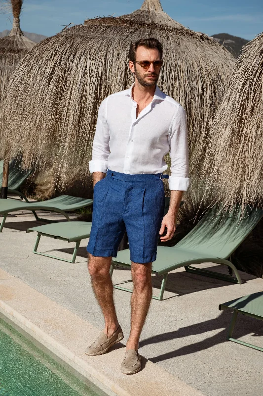 Denim blue linen shorts - Made in Italy