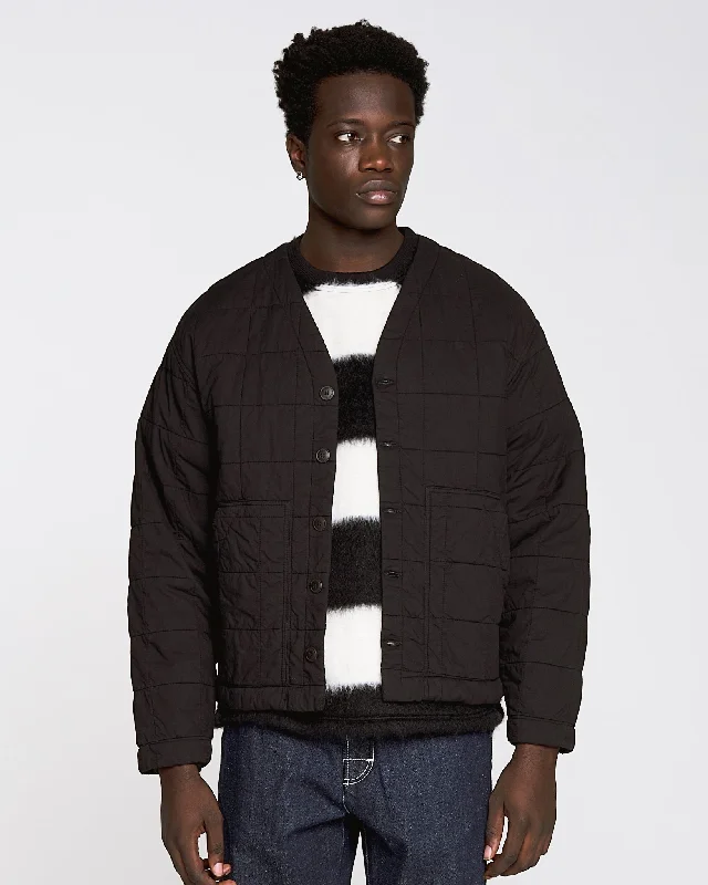 Baseball Cardigan Cotton Quilt Black