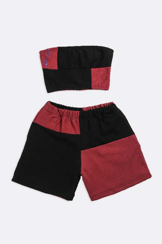 Rework Champion Patchwork Sweatshorts Set - S