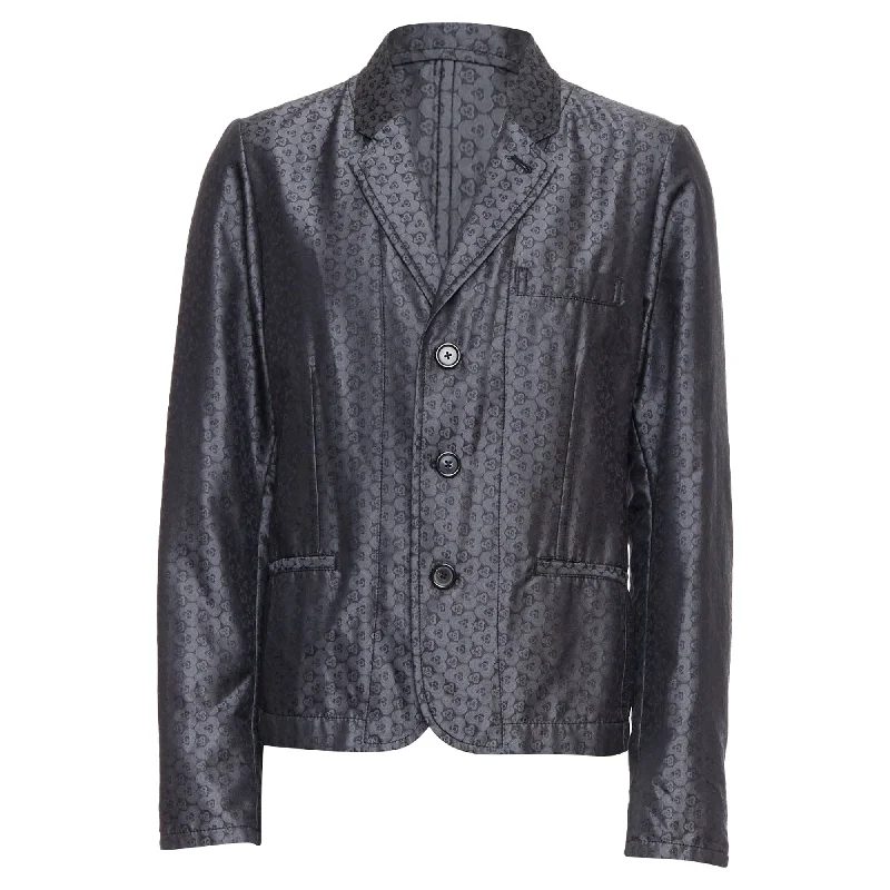 Ann Demeulemeester Silk Blend Geometric Floral Brocade Blazer