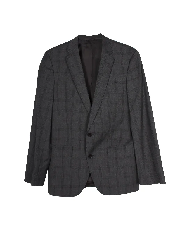 Boss by Hugo Boss Plaid Tailored Blazer and Trouser Suit Set in Grey Wool