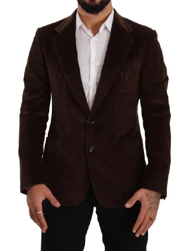 Dolce & Gabbana  Corduroy Slim Fit Coat DG Logo Men's Blazer