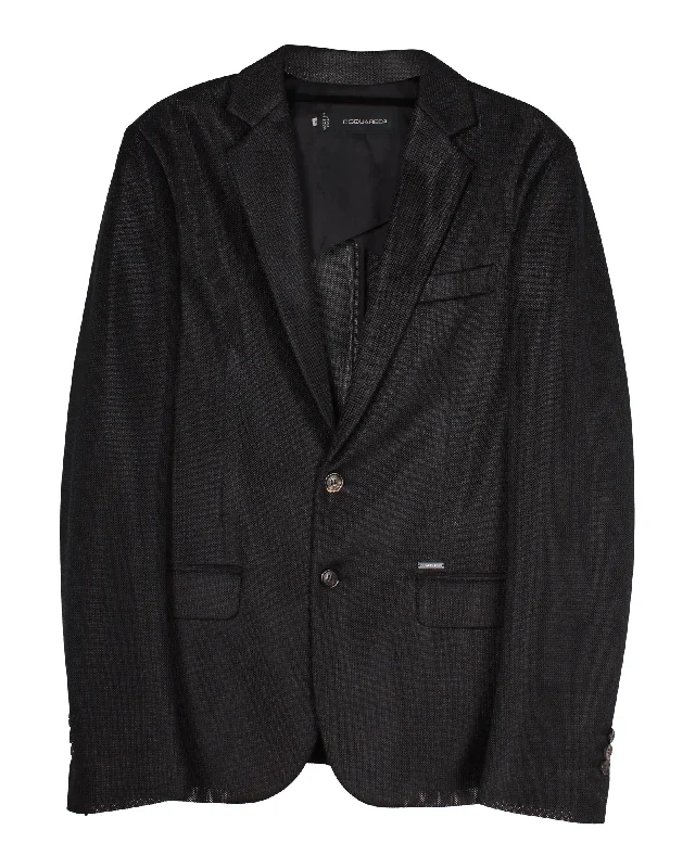 Dsquared2 Semi-sheer Mesh Tailored Blazer in Black Polyester