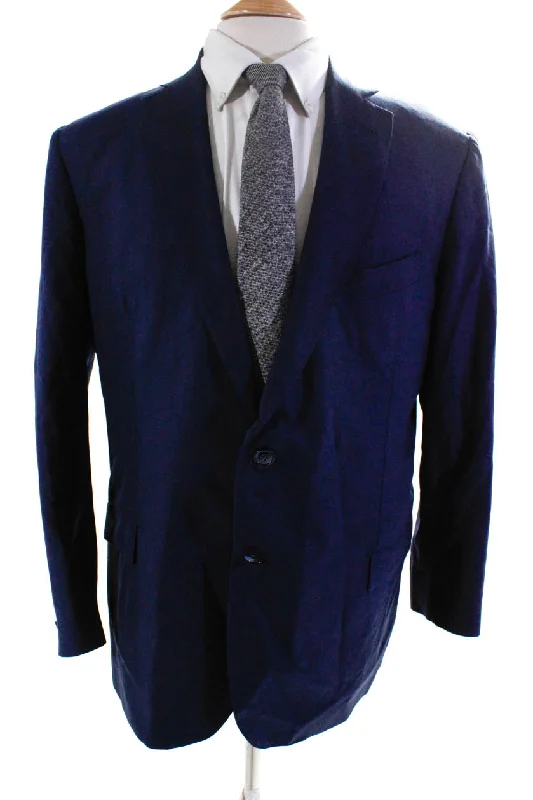 Giorgios of Palm Beach Mens Wool Darted Collared Buttoned Blazer Blue