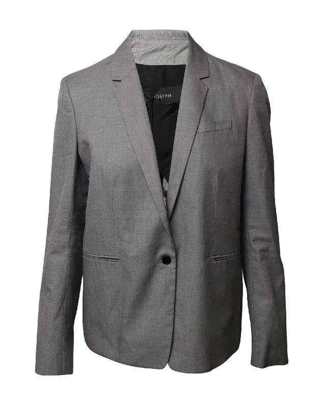 Joseph Single Breasted Blazer in Grey Cotton