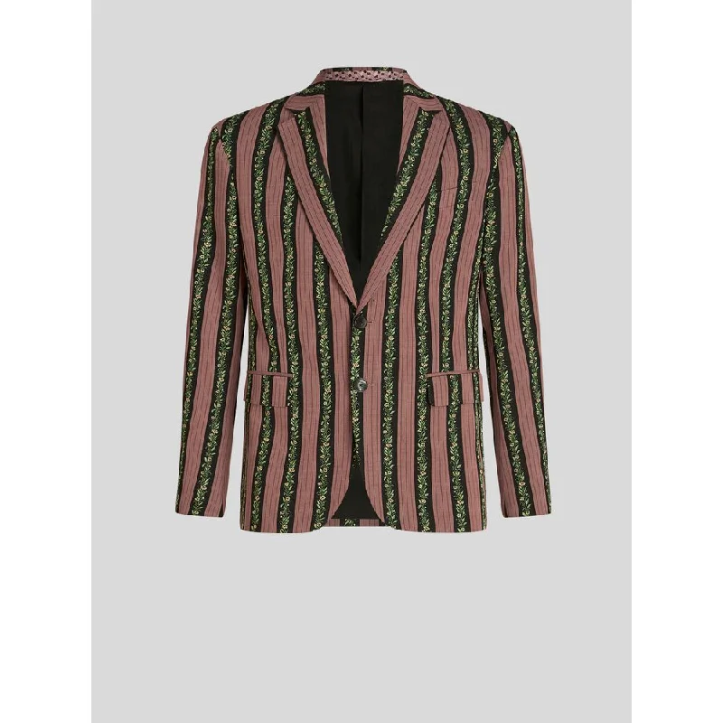 STRIPED FLORAL JACQUARD JACKET